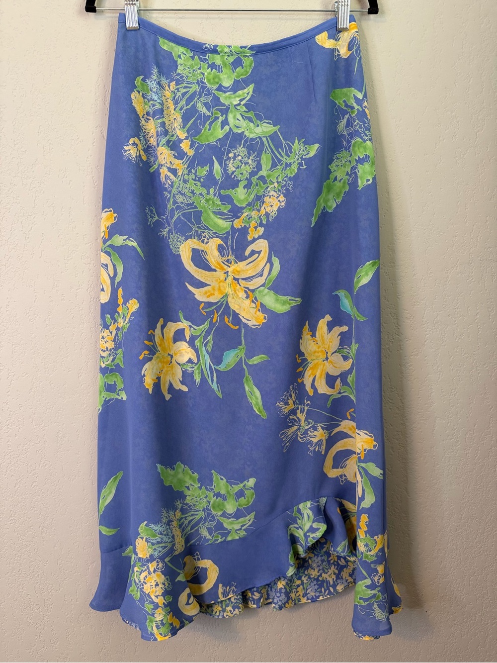Y2K Reversible Floral Midi Skirt with Ruffle Hem (29” waist)